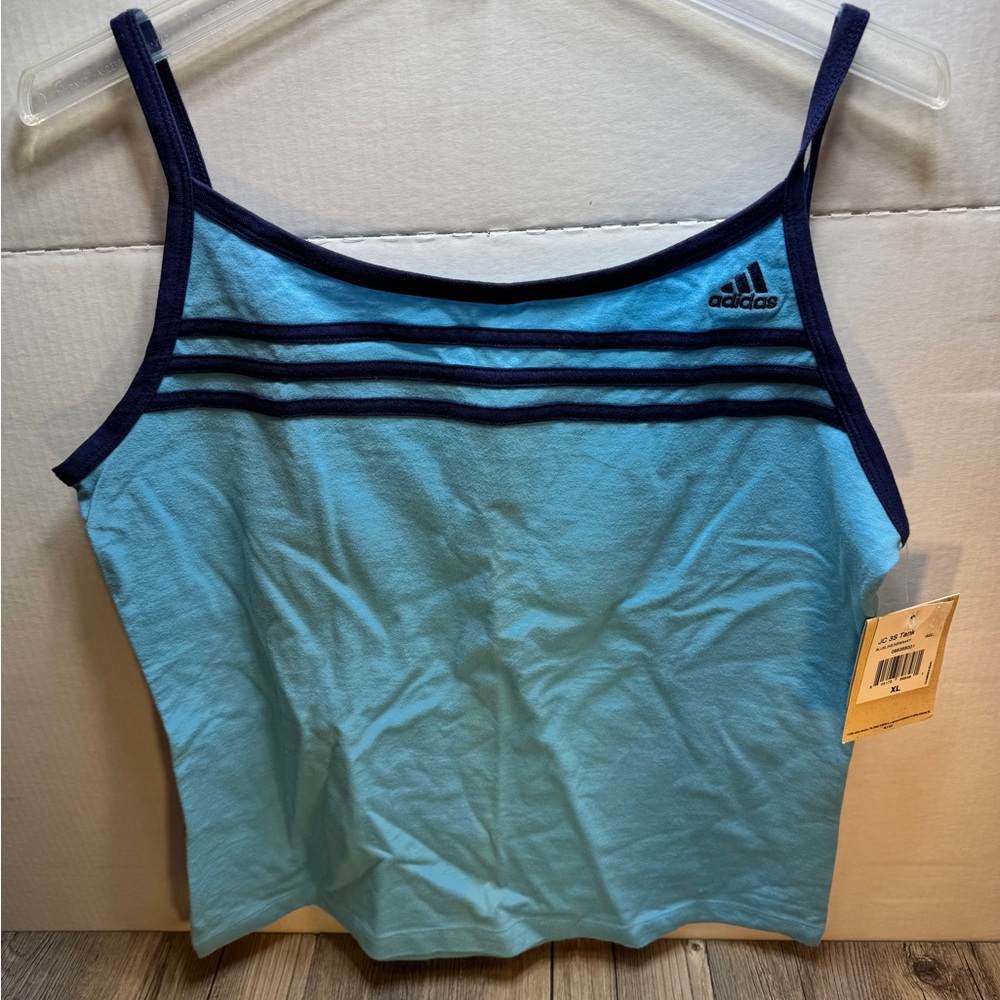 NWT Adidas blueline New Navy JC 3S Striped Cropped tank top Women’s Size XL